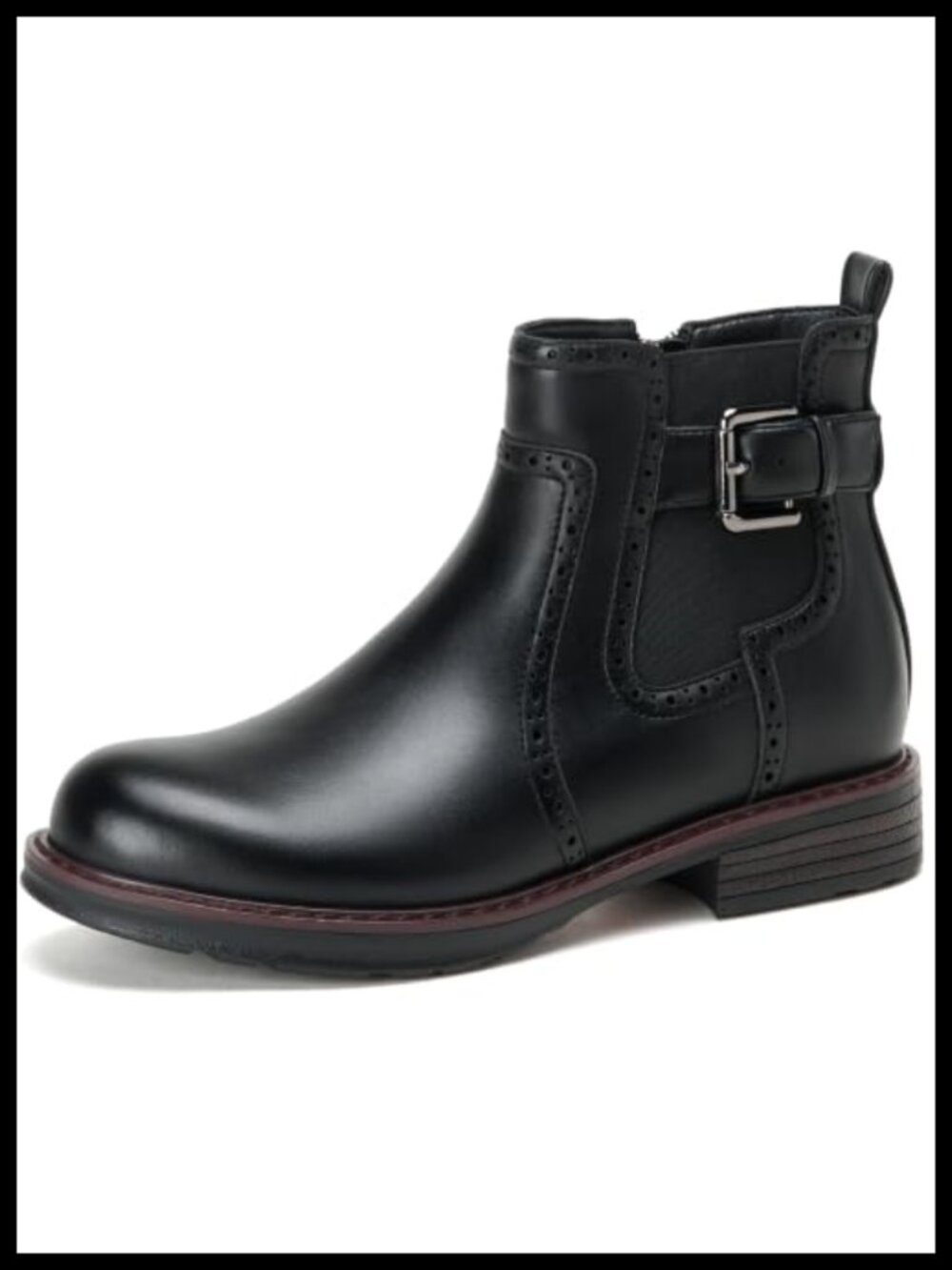 Women's Chelsea Ankle Boots Faux Leather Block Heel Side Zip Booties